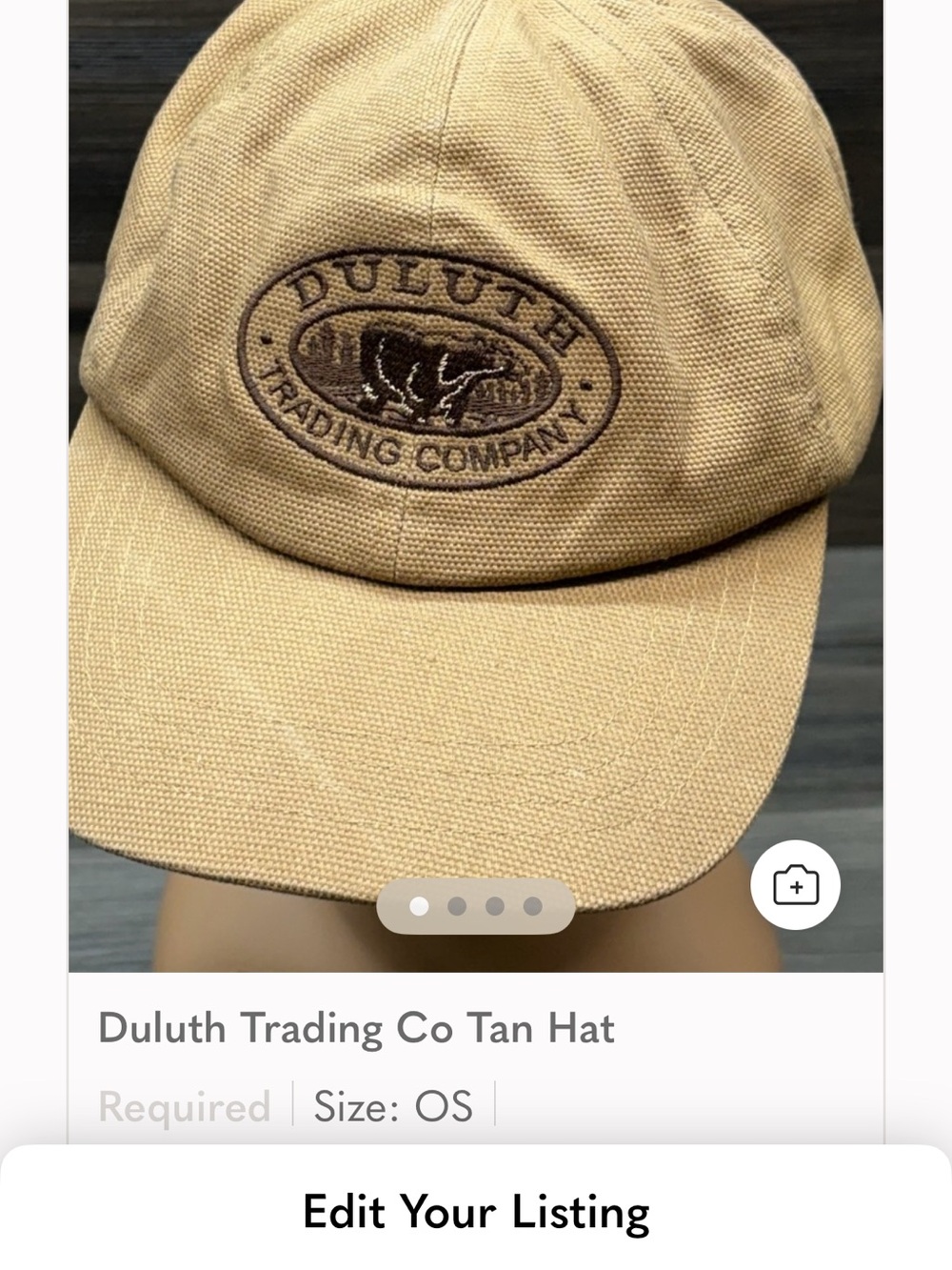 Duluth Trading Co Beige/Tan Canvas Baseball Cap with Logo Patch - Picture 2 of 4